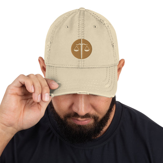 Sword and Scale Distressed Dad Hat - Tan