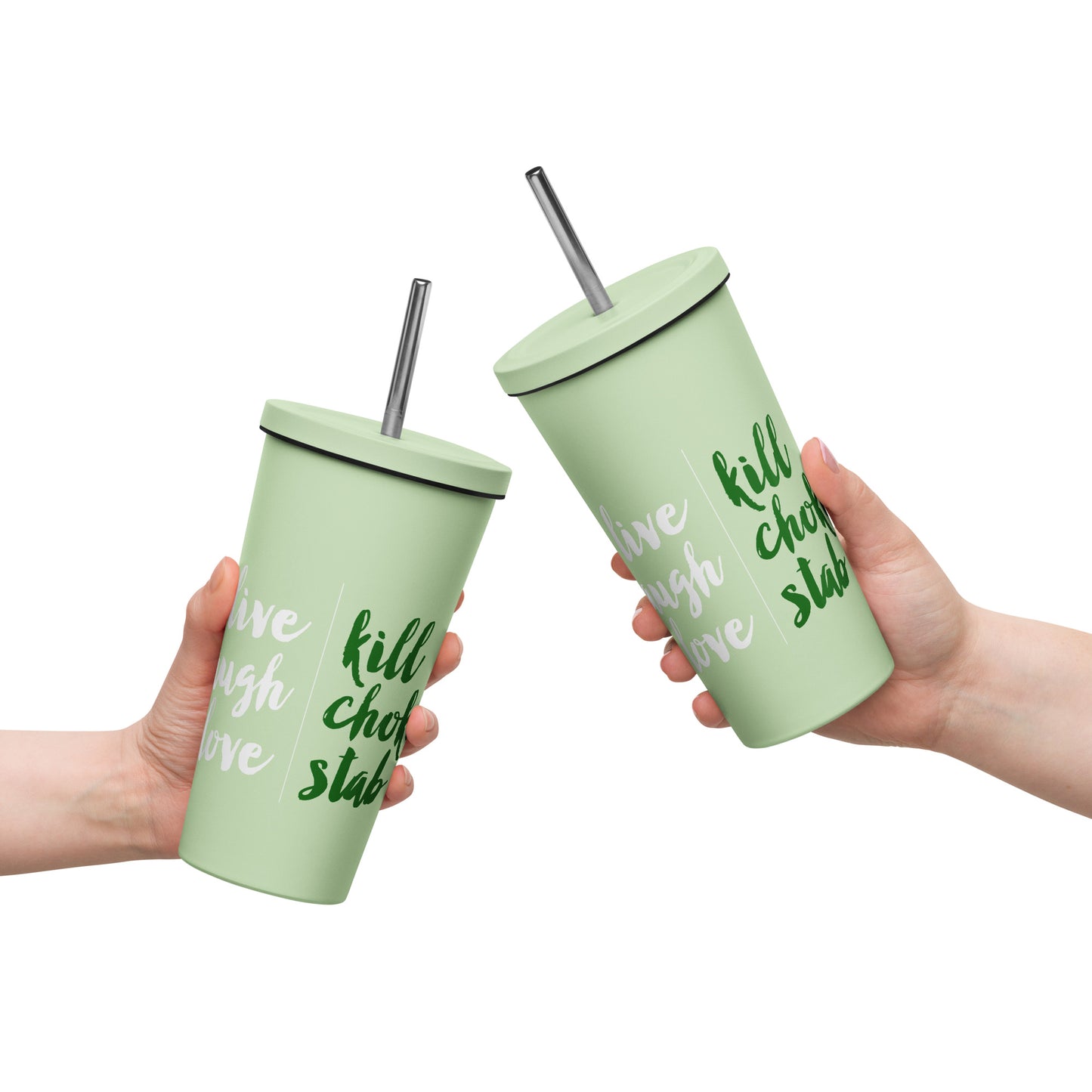 Live, Laugh, Love Insulated Tumbler w/Straw (Mint)