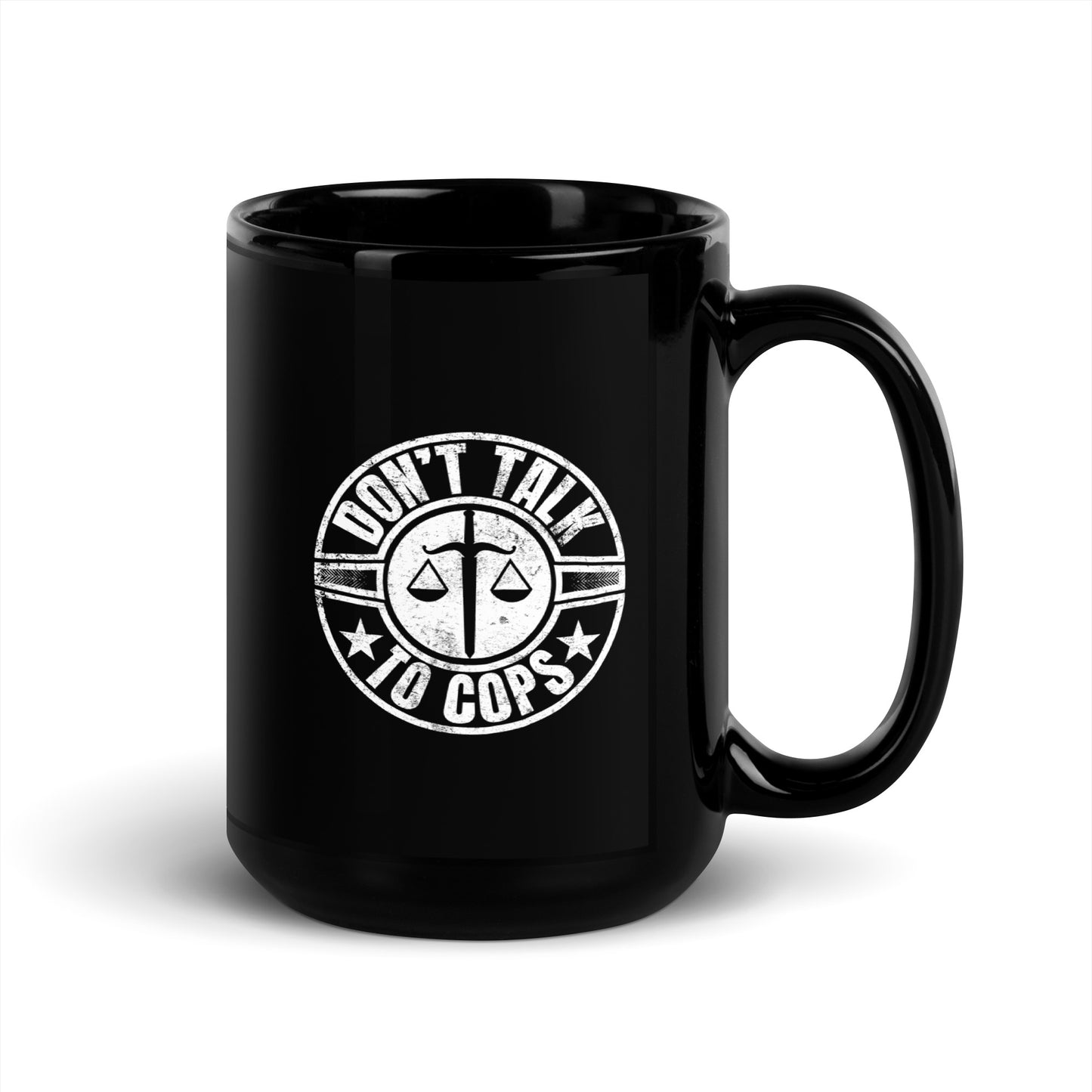 "Don't Talk to Cops" Black Glossy Mug