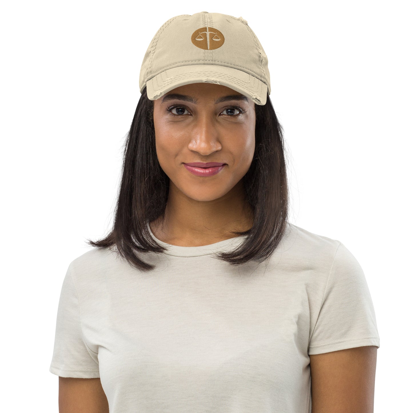 Sword and Scale Distressed Dad Hat - Tan