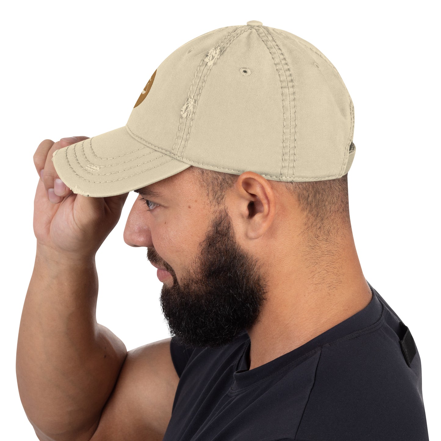 Sword and Scale Distressed Dad Hat - Tan