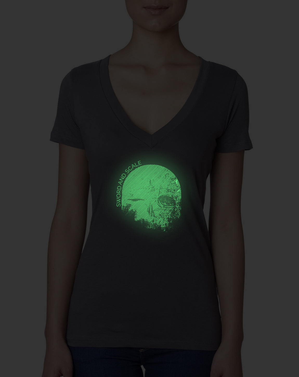 Glow in The Dark Skull Women's V-Neck